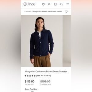 Men’s Mongolian Cashmere Button Down Sweater by Quince